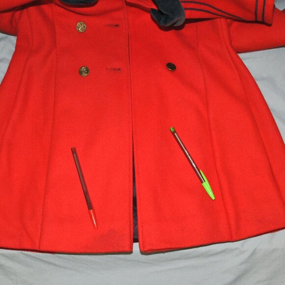 Vintage Rothschild Wool Coat Girls Size 4 Red & Blue Pea Coat - Picture 9 of 15